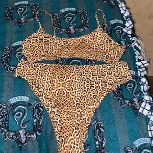 Leopard Print High Waisted Bikini